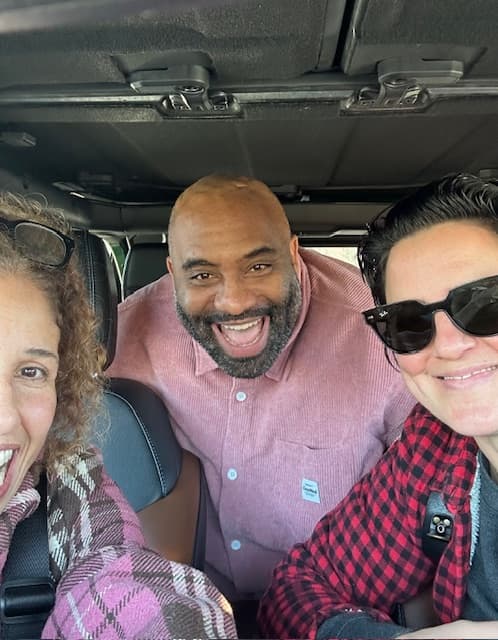 Mia Golden, Troy Wilson and Kelly Conlin doing ADR in Conlin’s vehicle.
Photo courtesy of African Rifles.